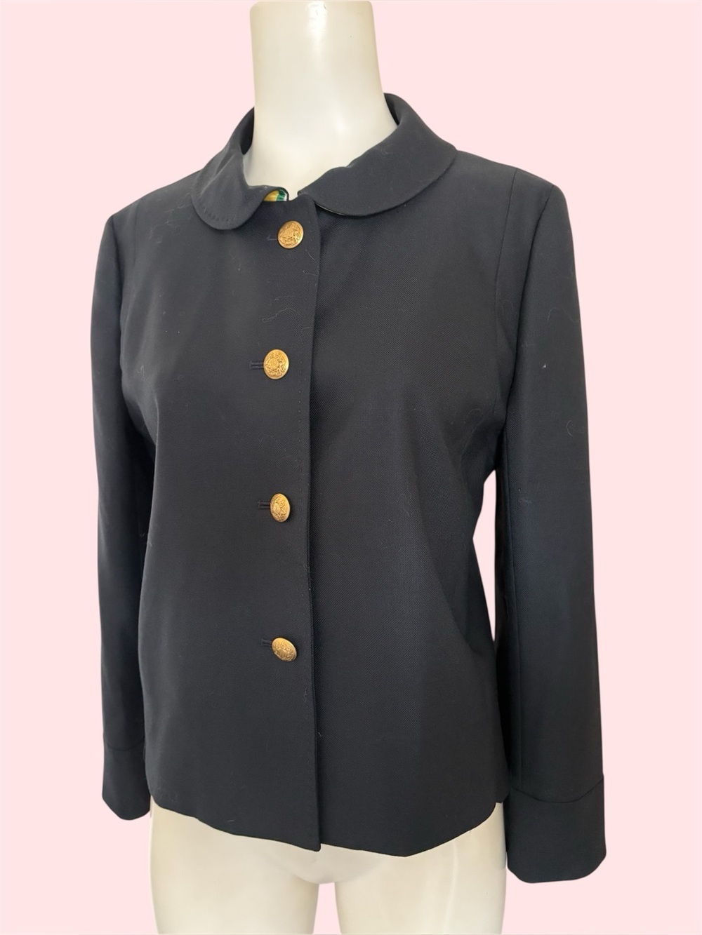 J Crew Retro Peter Pan Collar Nautical Short Coat Crop Blazer Crest Buttons 12